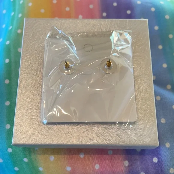 COLORFUL CZ & ENAMEL BUTTERFLY STUD EARRINGS - Picture 6 of 6